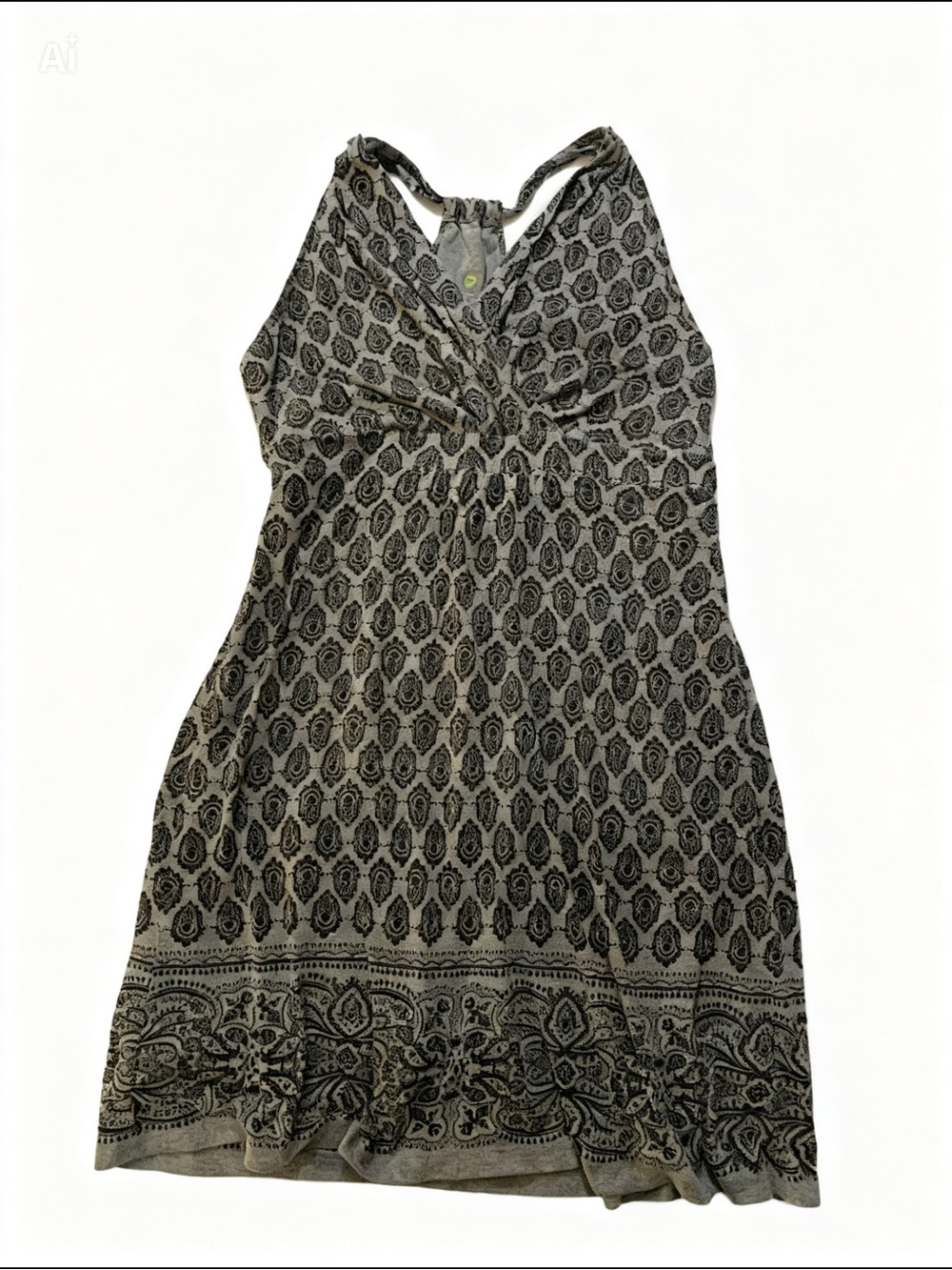 Dakini Grey Racerback Dress with Paisley Pattern